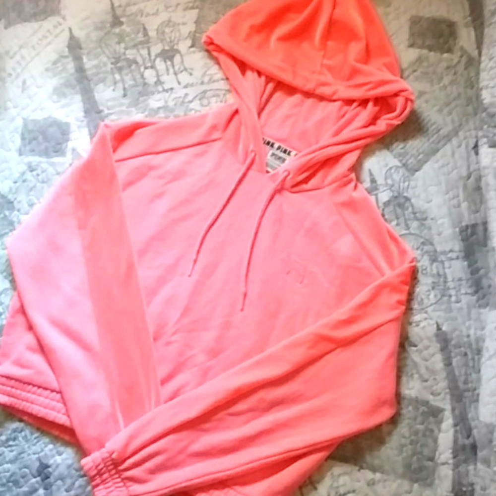 Victoria's secret neon velvet cropped hoodie XS